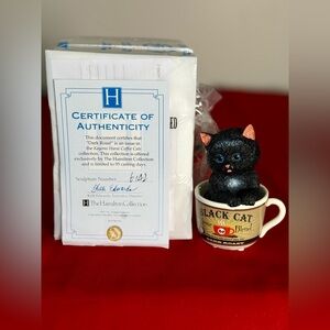 Hamilton Collection Kayomi Harai Coffee Cats "Dark Roast" figurine NWB 🐈‍⬛☕️